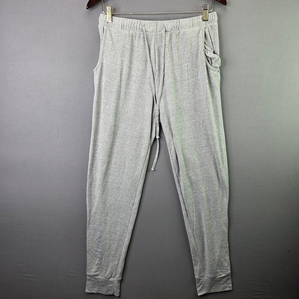 Live 2 Lounge Joggers Gray Knit Drawstring Pajama Pants Size M Heathered Soft